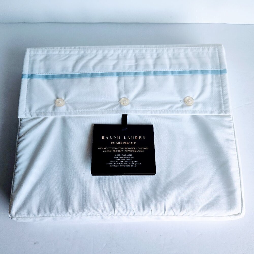 Ralph Lauren Palmer Percale Cotton Queen Flat Sheet